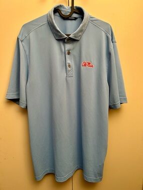 Cutter & Buck Light Blue Polo Ole Miss Rebels NWOT